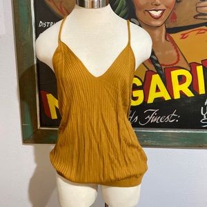 NWT Anthropologie Gold Ribbed Strappy Tank Top XL